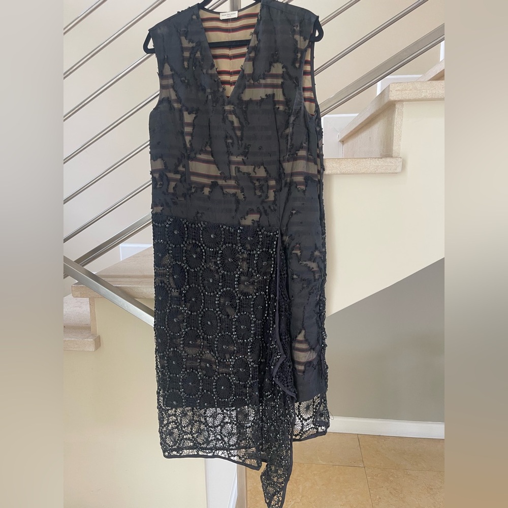 DRIES VAN NOTEN Elegant Black Lace Dress